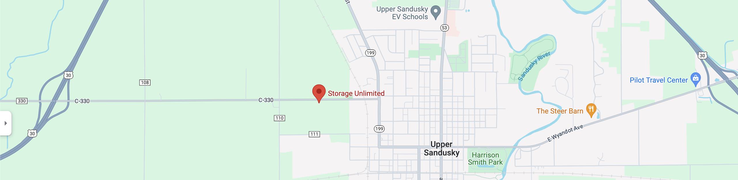 map of the area near Storage Unlimited
